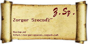 Zorger Szecső névjegykártya